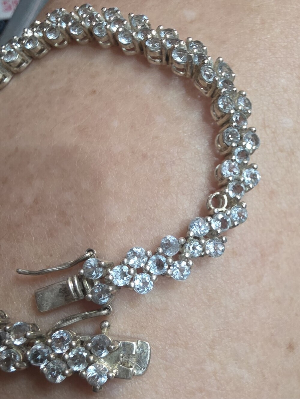 Sterling silver 925 natural aquamarine tennis bracelet 8 Inches - Picture 4 of 8